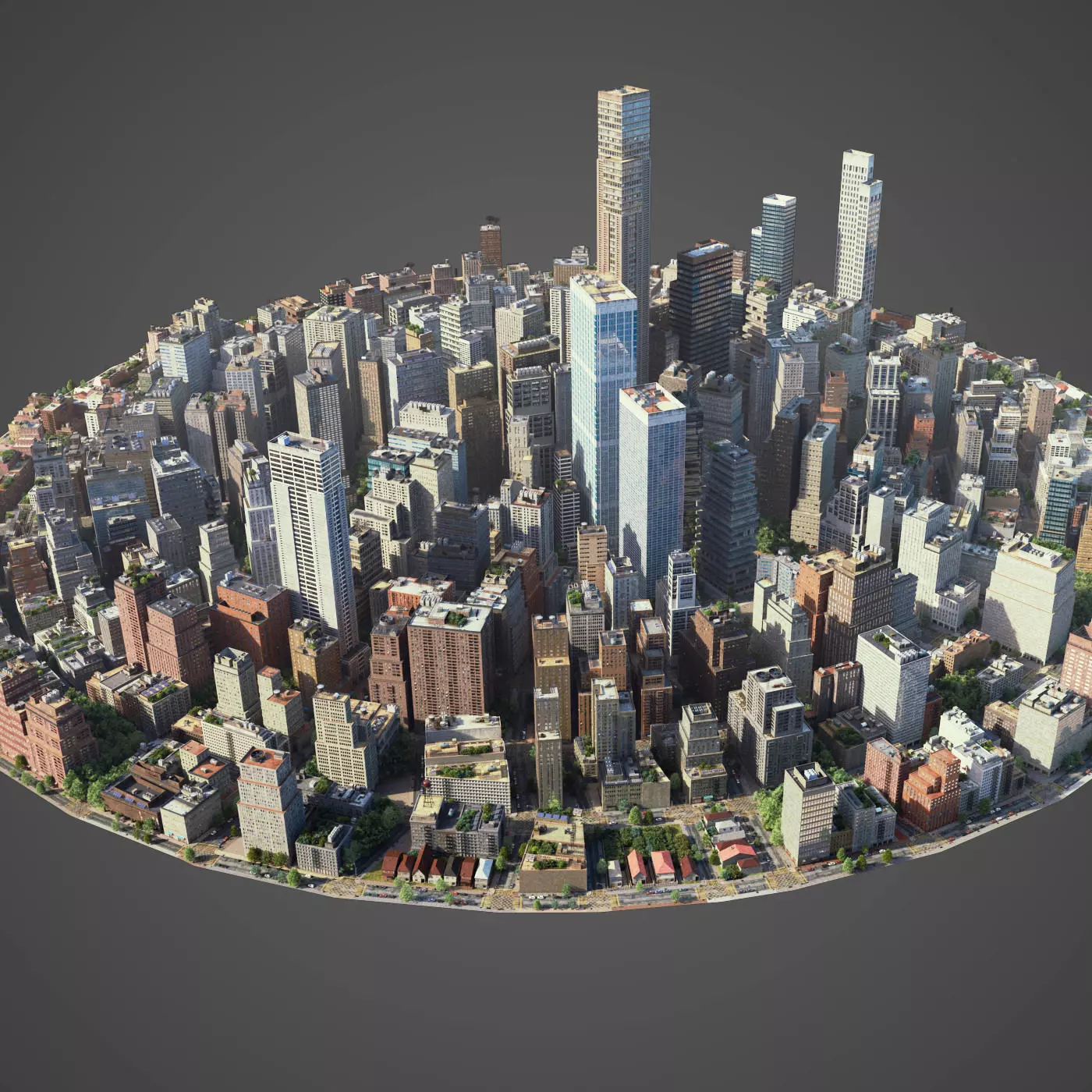 Round city C3 Low-poly 3D model_0