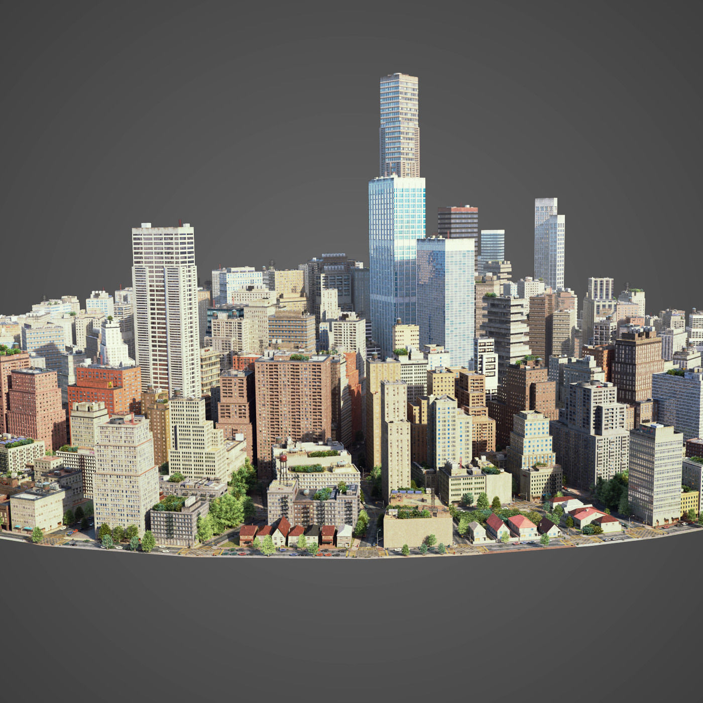 Round city C3 Low-poly 3D model_3