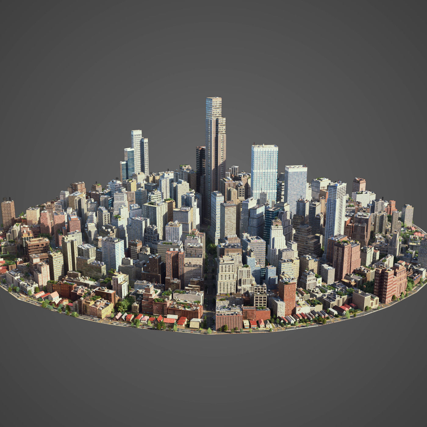 Round city C3 Low-poly 3D model_11