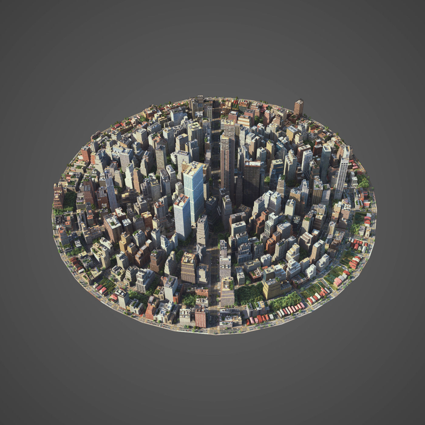 Round city C3 Low-poly 3D model_15