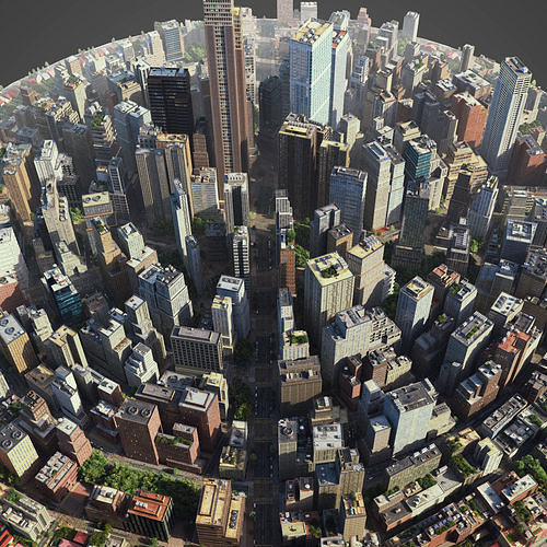 Round city C3 Low-poly 3D model 4
