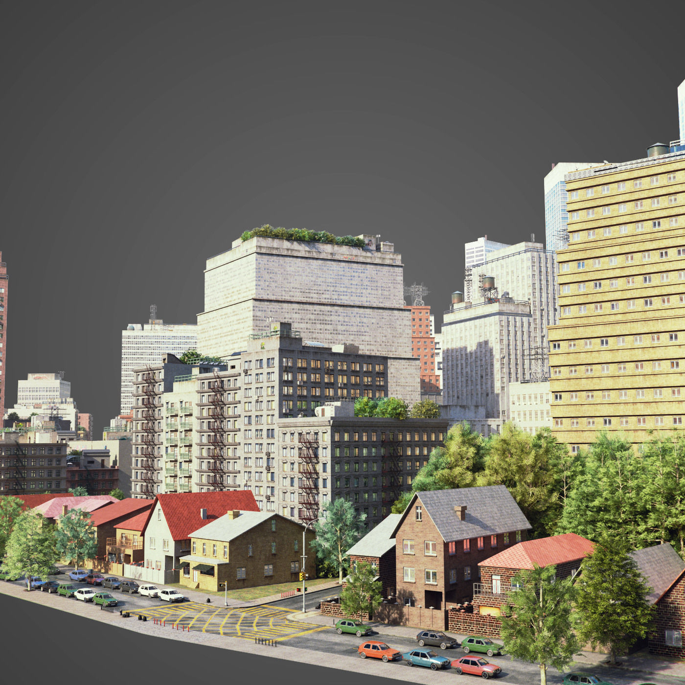 Round city C3 Low-poly 3D model_8