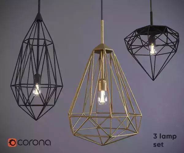Industrial lamp set 3D model