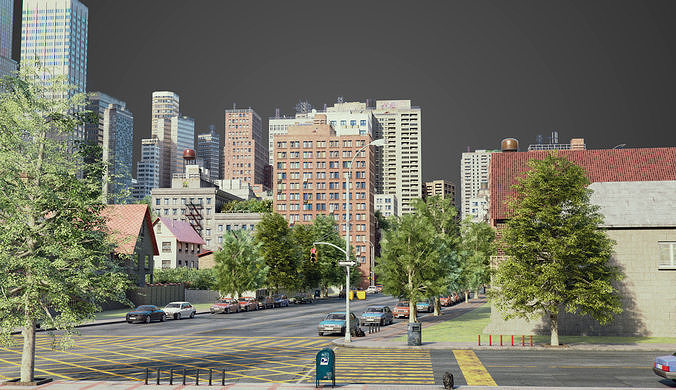 River City C4 Low-poly 3D model 6
