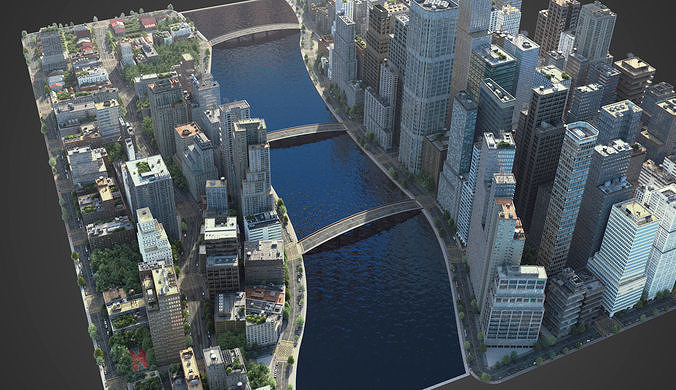 River City C4 Low-poly 3D model 5