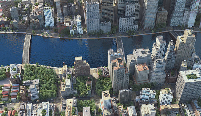 River City C4 Low-poly 3D model 7