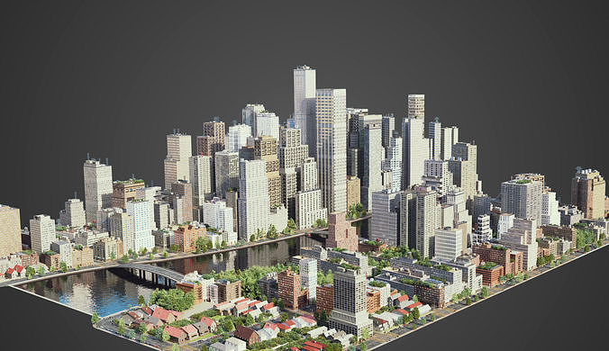 River City C4 Low-poly 3D model 3