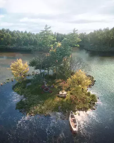 The Island in middle of lake