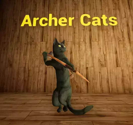 Archer Bow Cats 39  Animations with Props Ranger RPG Character Low-poly 3D model