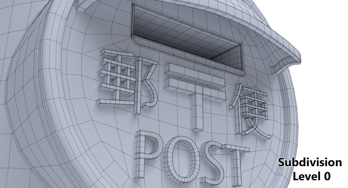  Japanese Post Box  Low-poly 3D model_18