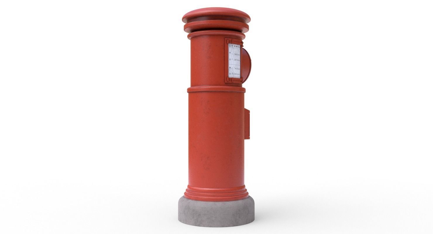  Japanese Post Box  Low-poly 3D model_1