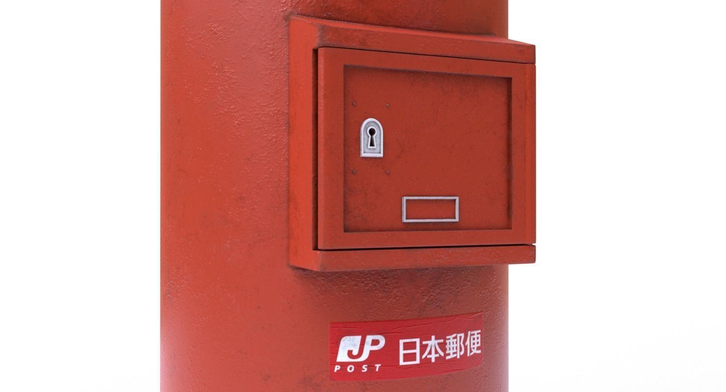  Japanese Post Box  Low-poly 3D model_5