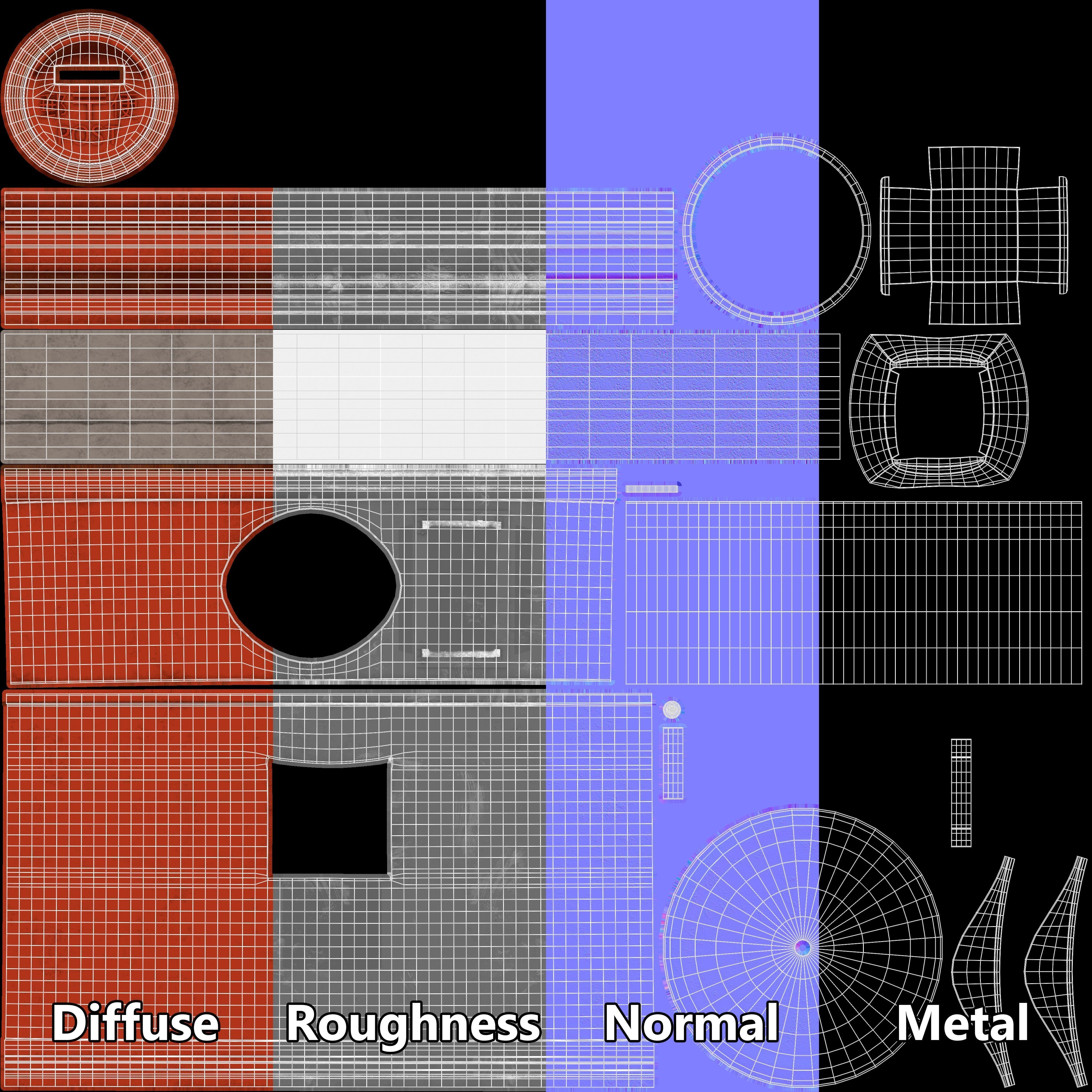  Japanese Post Box  Low-poly 3D model_9