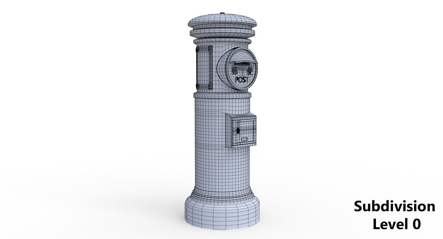  Japanese Post Box  Low-poly 3D model_12