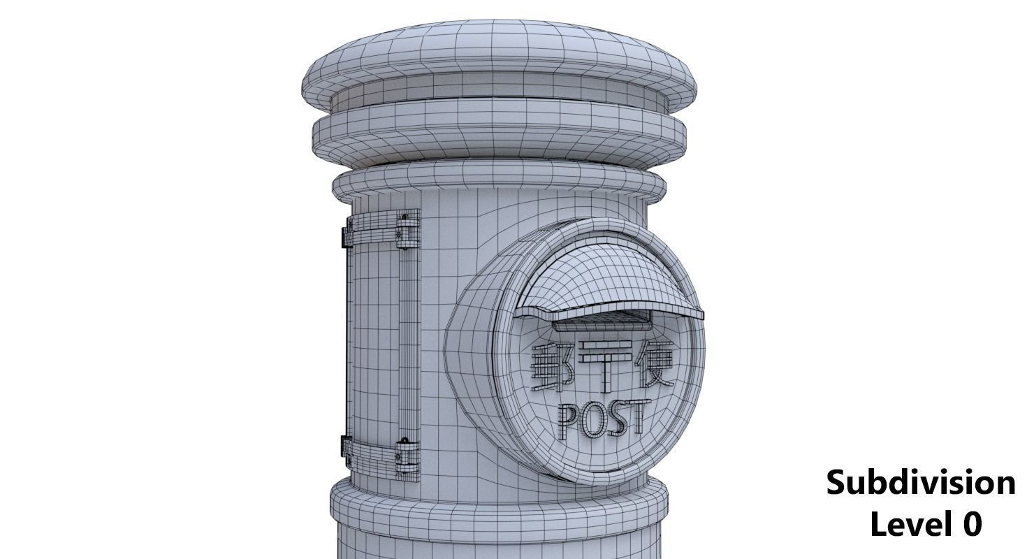  Japanese Post Box  Low-poly 3D model_16