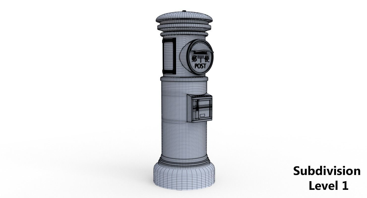  Japanese Post Box  Low-poly 3D model_13