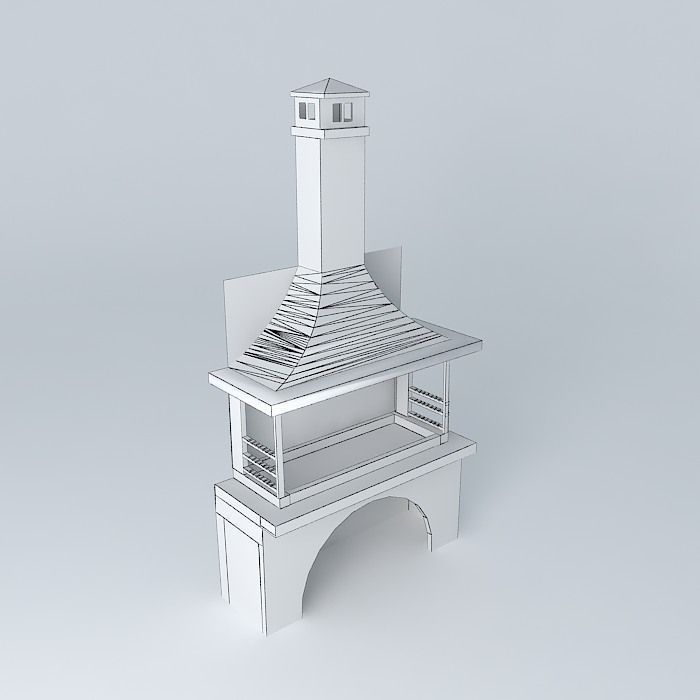 Old style barbeque 3D model_4