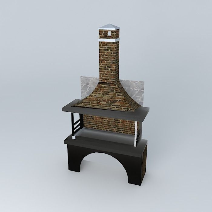 Old style barbeque 3D model_1
