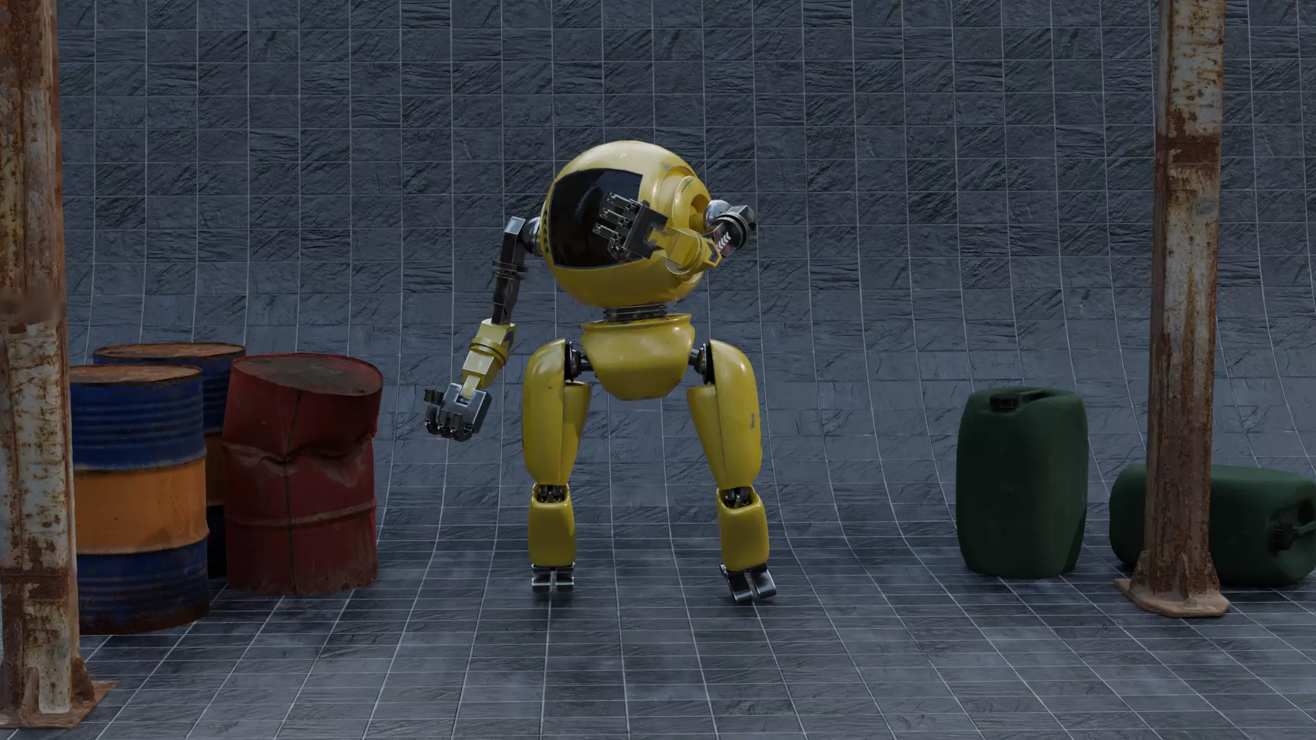 Robo low poly rigged 3D model_0