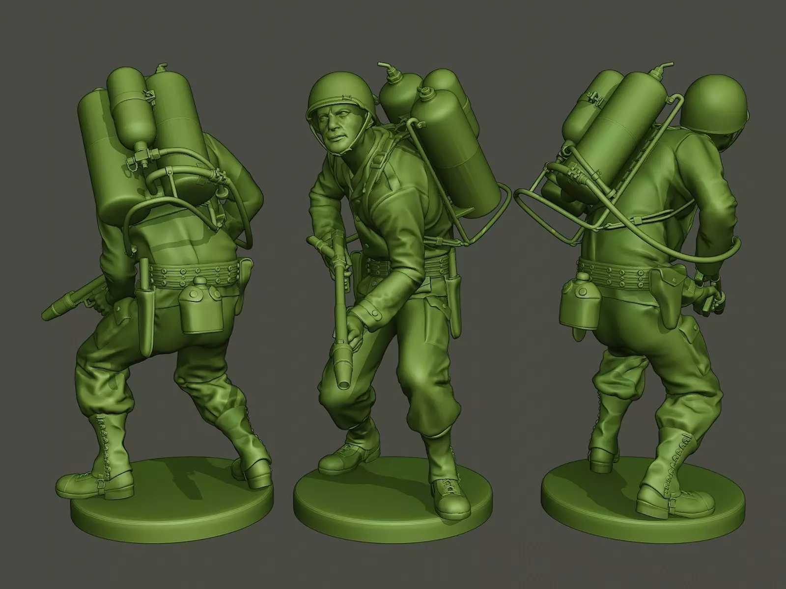 American soldier ww2 action A6 3D print model