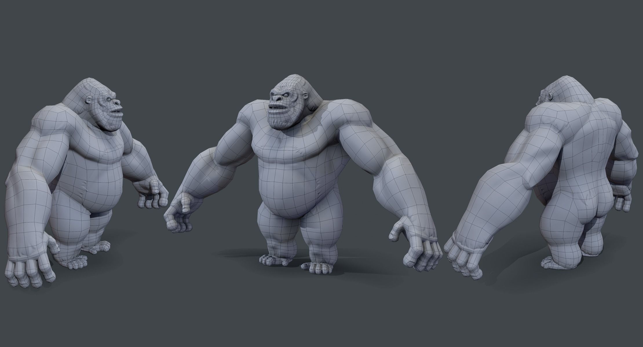 Stylized Gorilla Low-poly 3D model_6