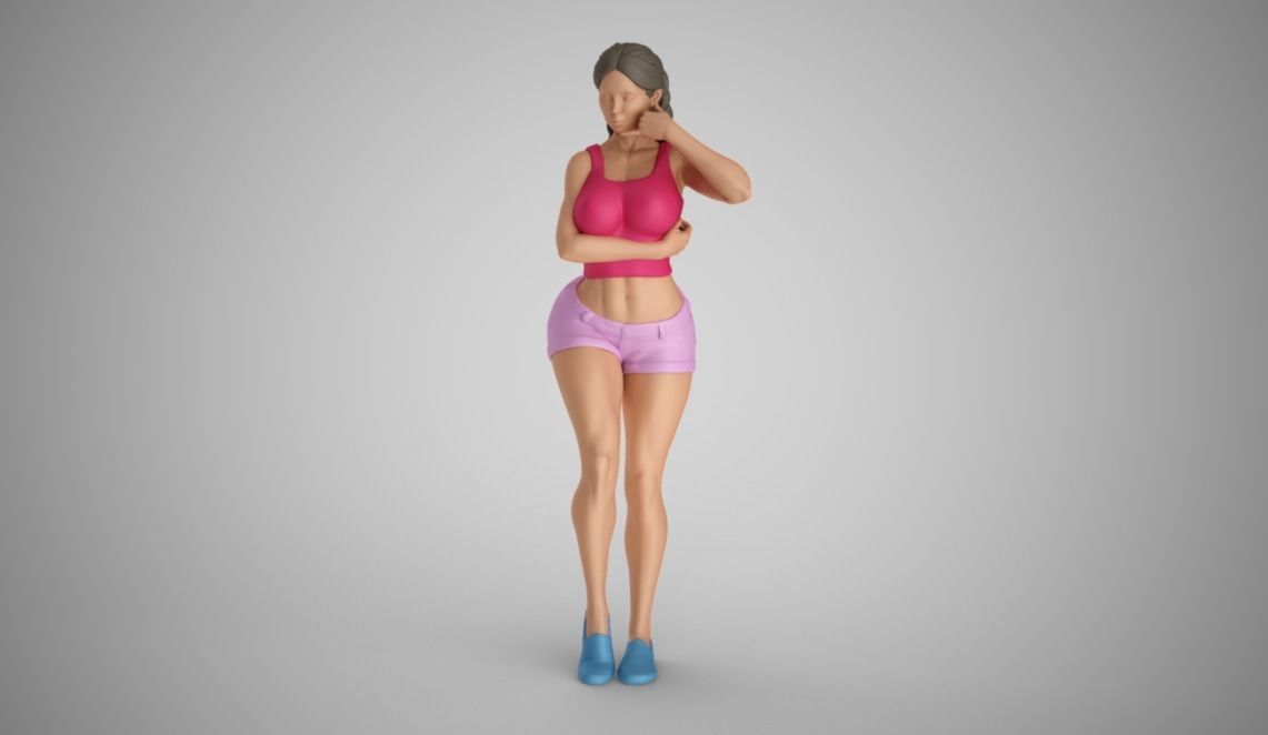 Girl With Call Me Sign 3D print model_2