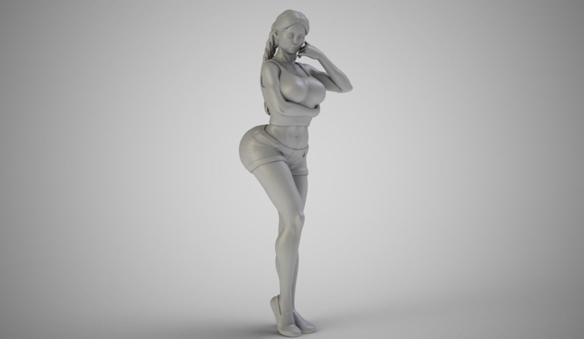 Girl With Call Me Sign 3D print model_4