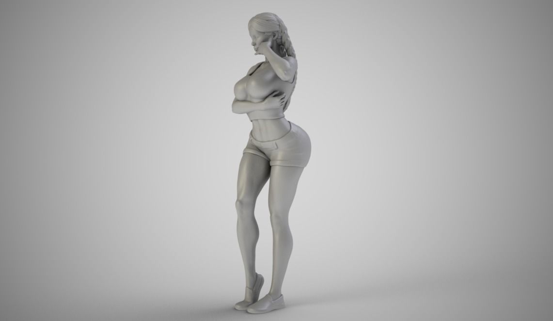 Girl With Call Me Sign 3D print model_8