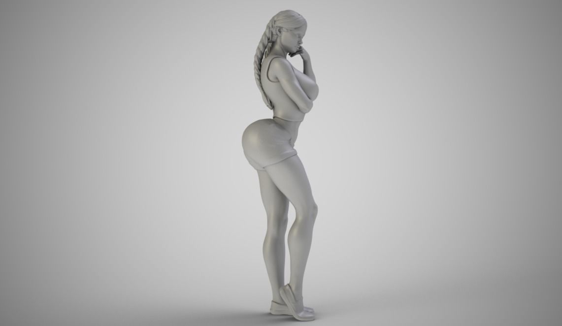 Girl With Call Me Sign 3D print model_5