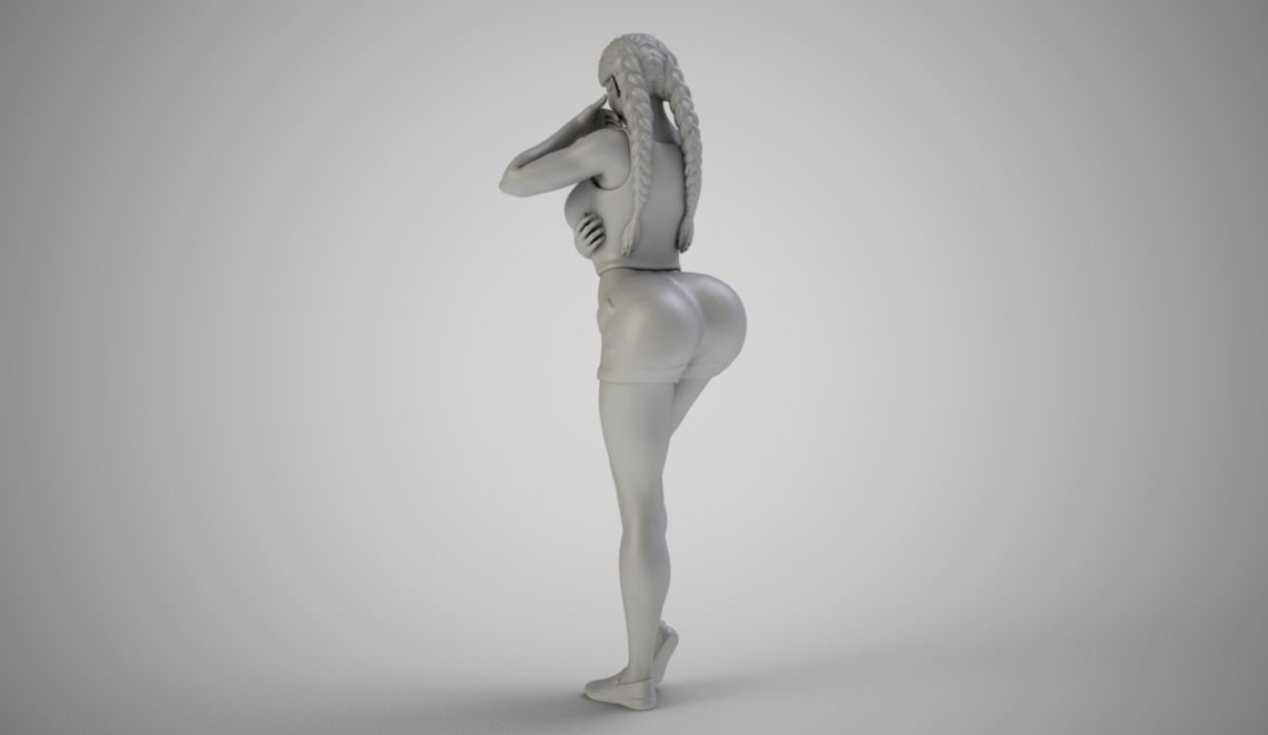 Girl With Call Me Sign 3D print model_10