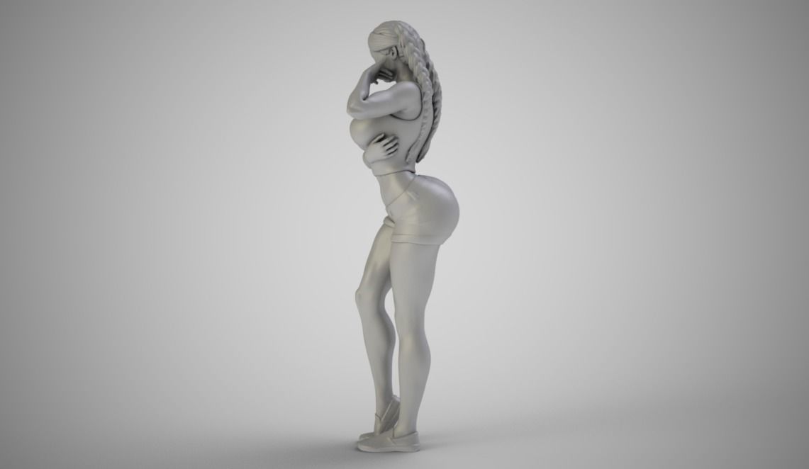 Girl With Call Me Sign 3D print model_9