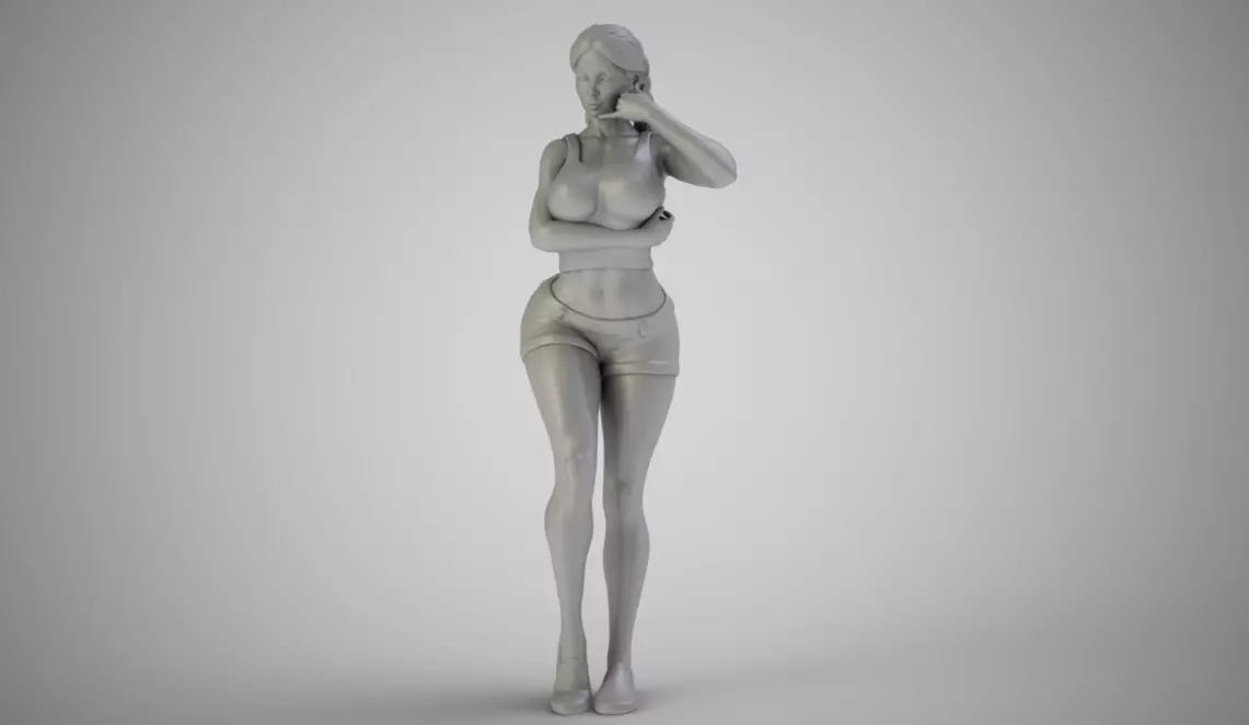 Girl With Call Me Sign 3D print model_0