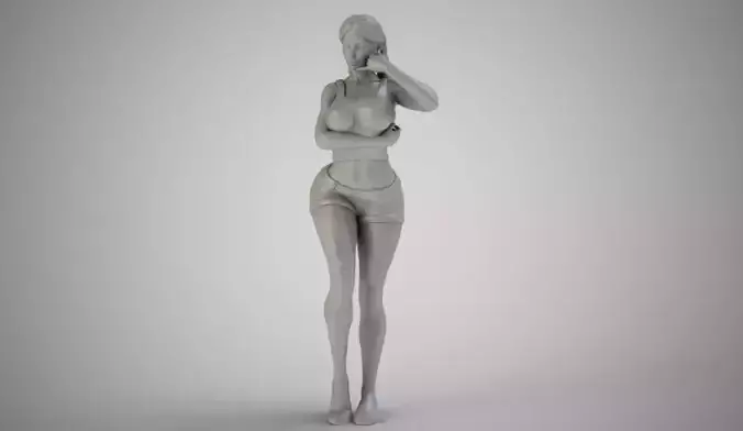 Girl With Call Me Sign 3D print model