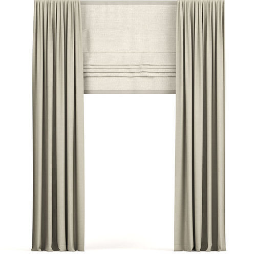 Beige narrow curtains 3D model