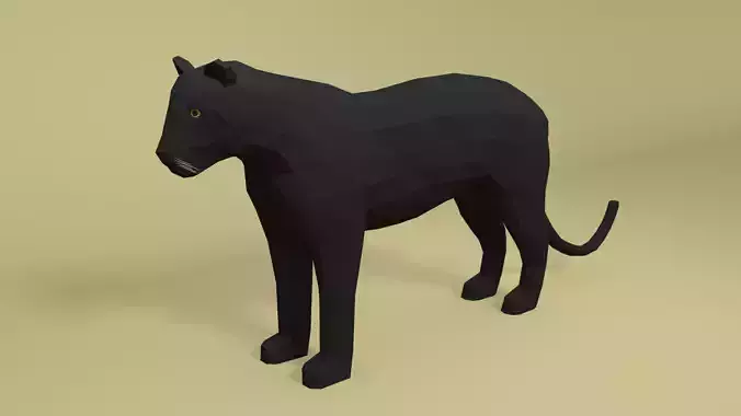 Low Poly Cartoon Black Panther