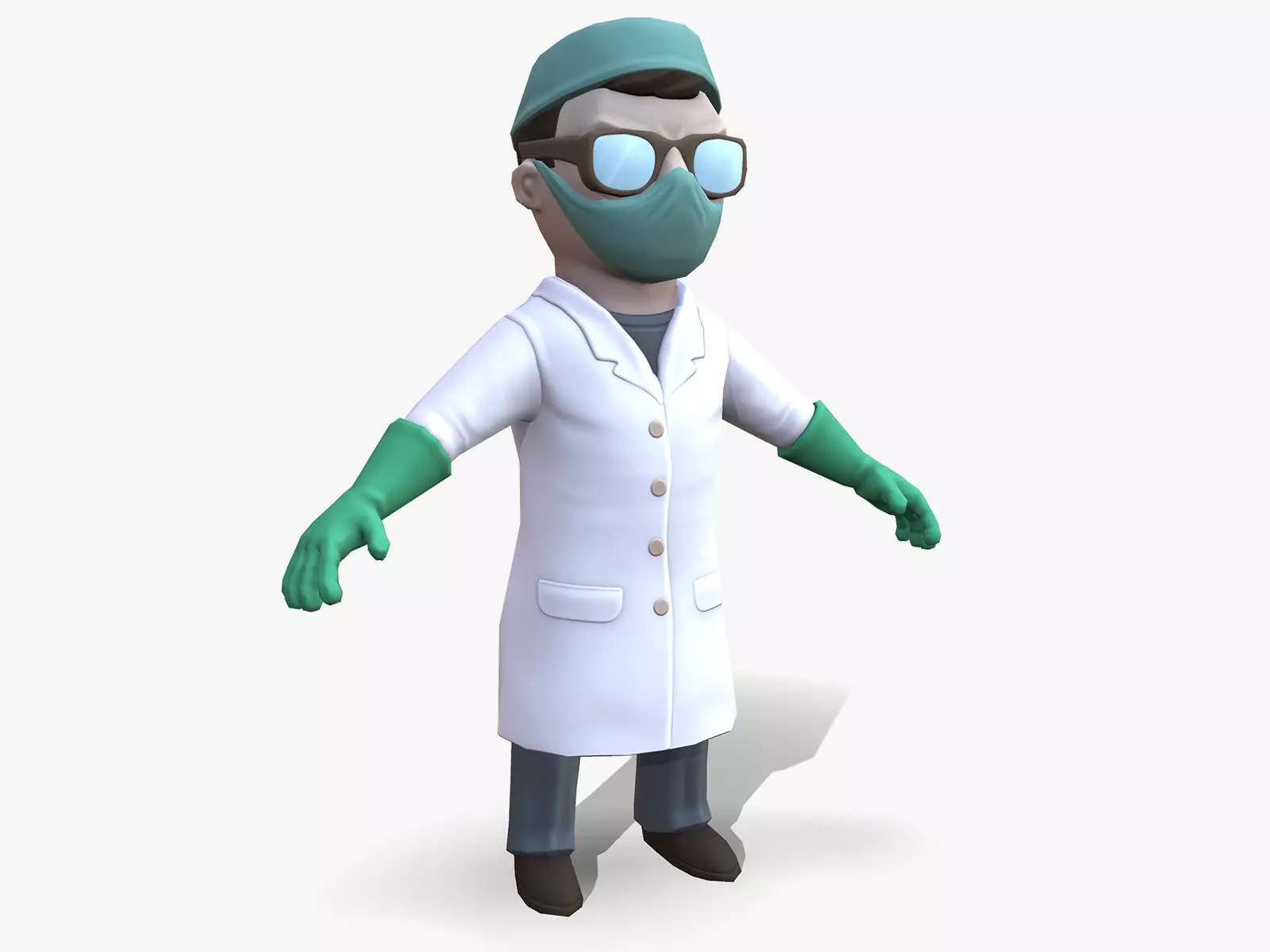 Cartoon Scientist with Electric Baton Low-poly 3D model_0