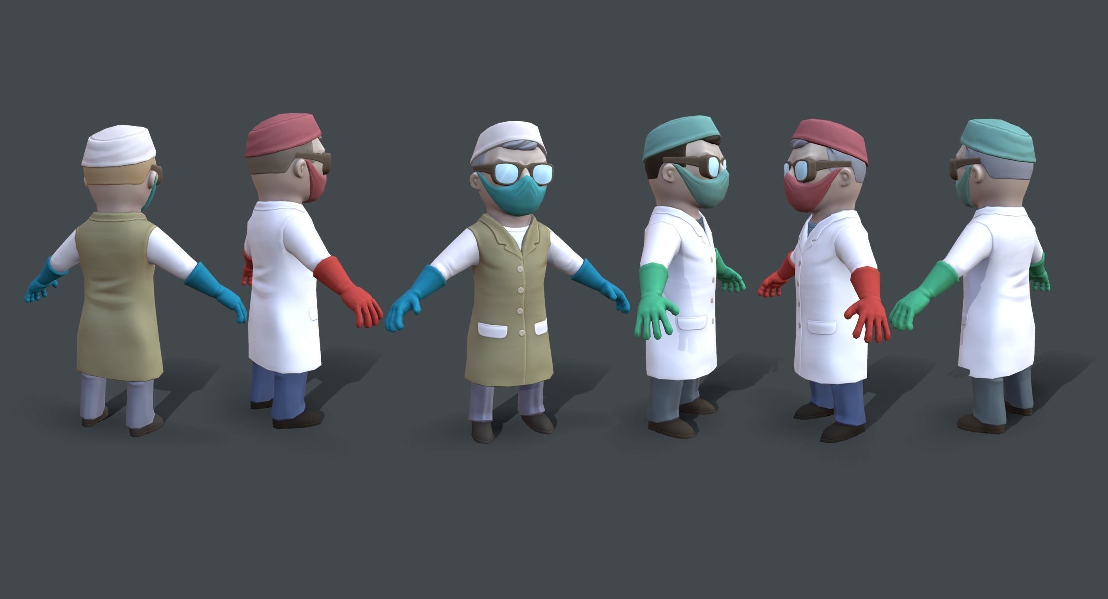 Cartoon Scientist with Electric Baton Low-poly 3D model_3