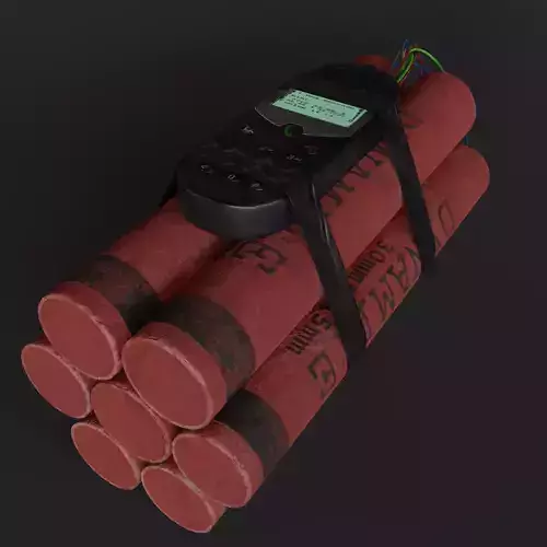 Dynamite phone bomb Low-poly 3D model