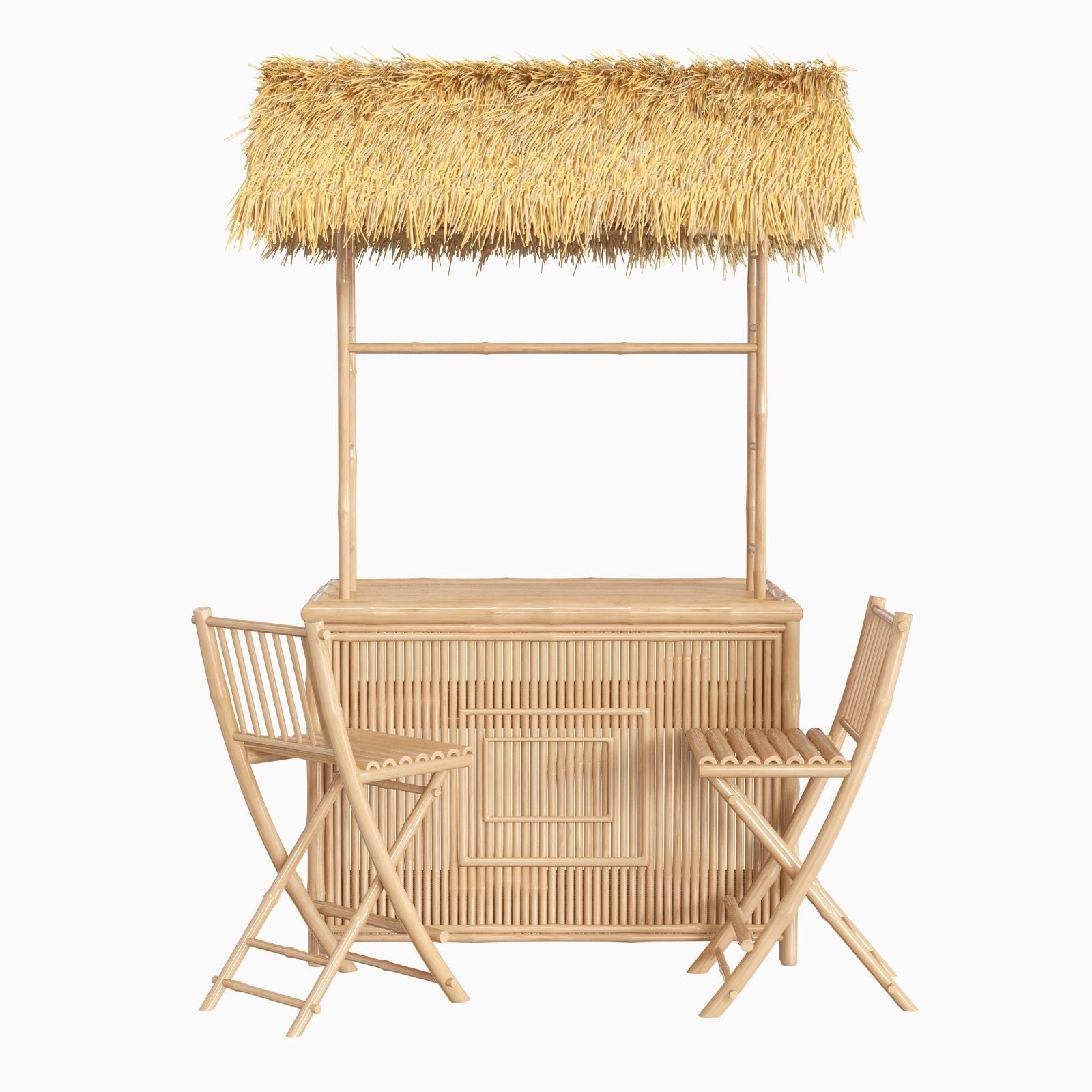 Bamboo beach bar tiki 3D model_8