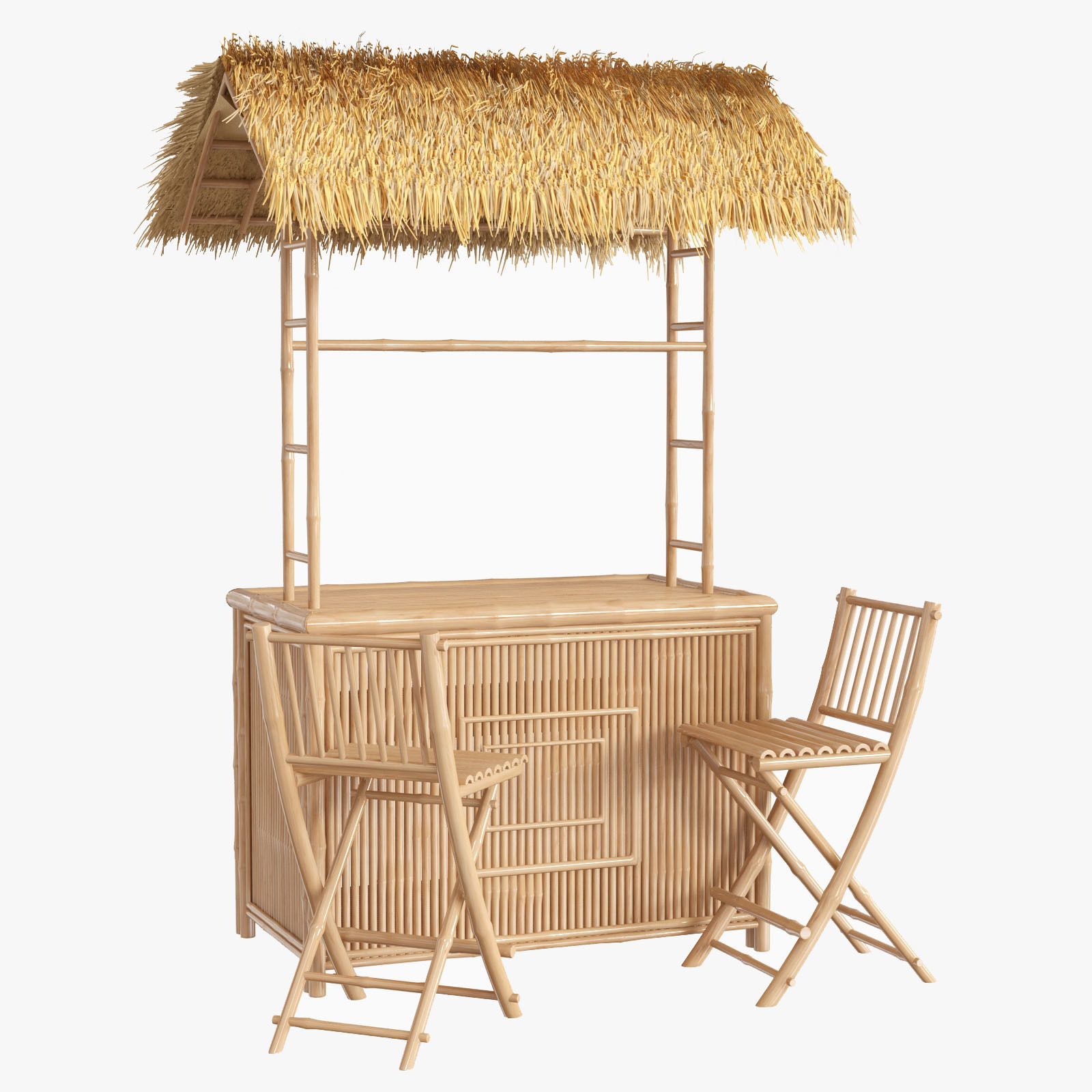 Bamboo beach bar tiki 3D model_1