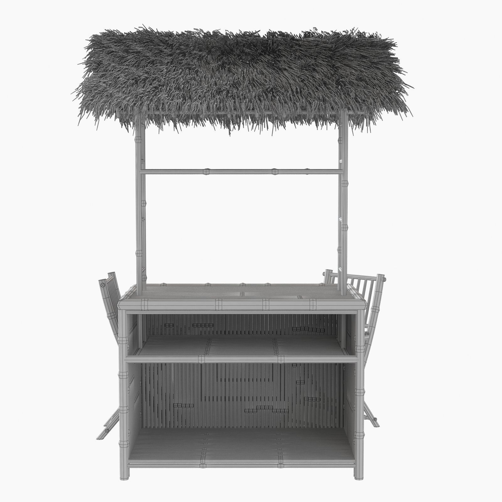 Bamboo beach bar tiki 3D model_17
