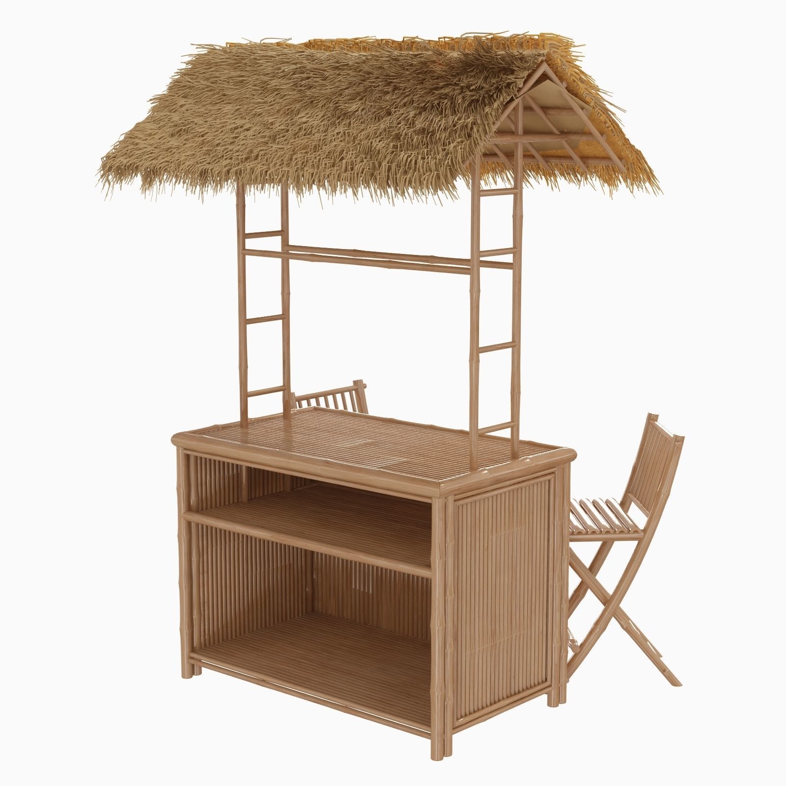 Bamboo beach bar tiki 3D model_6