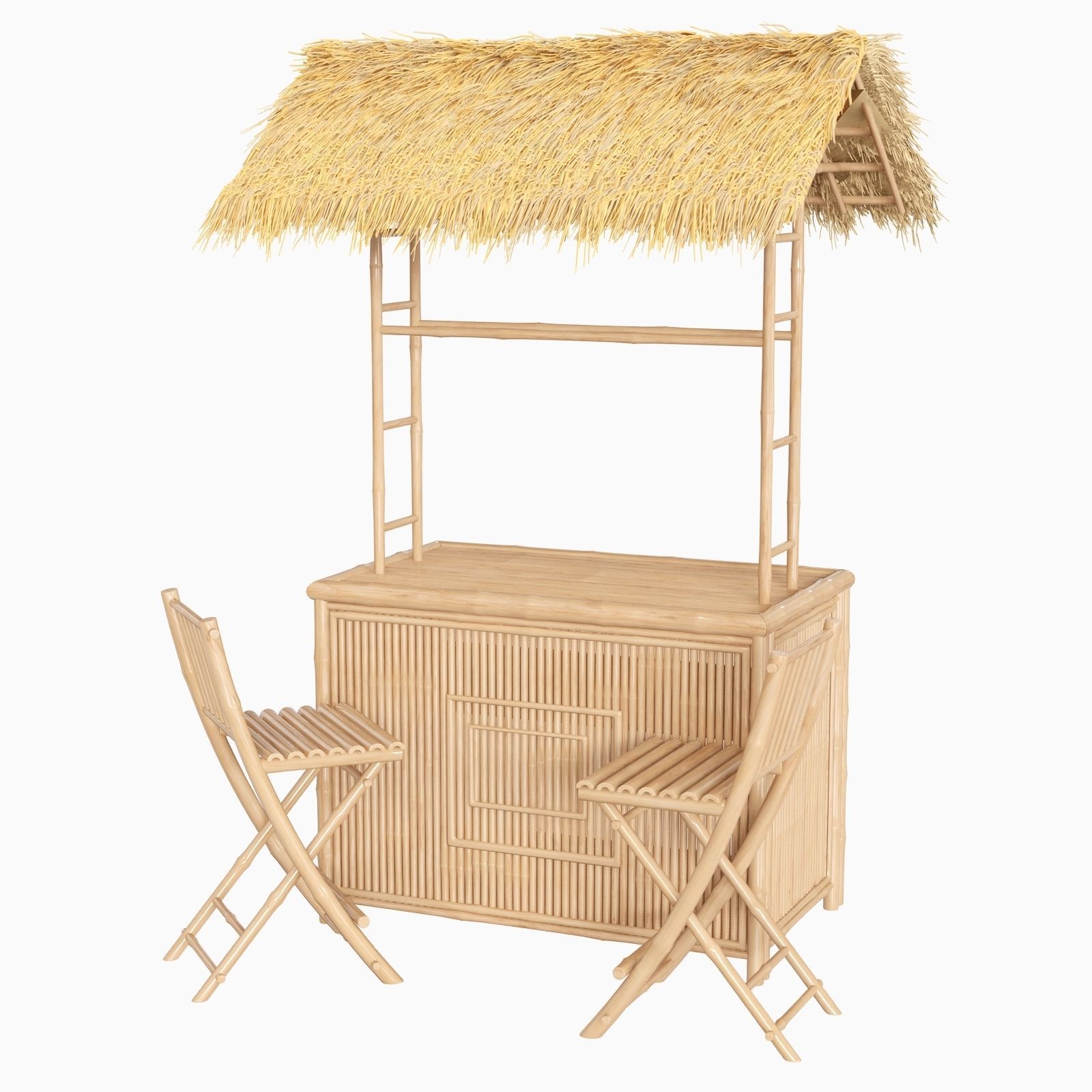 Bamboo beach bar tiki 3D model_5