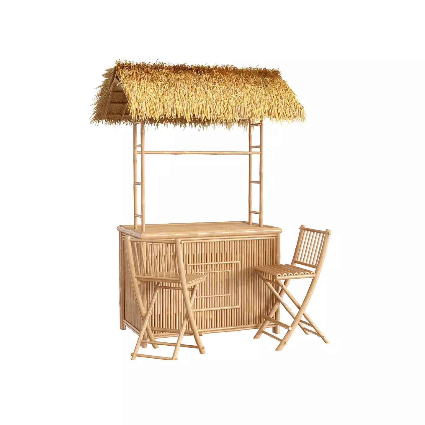 Bamboo beach bar tiki 3D model_0