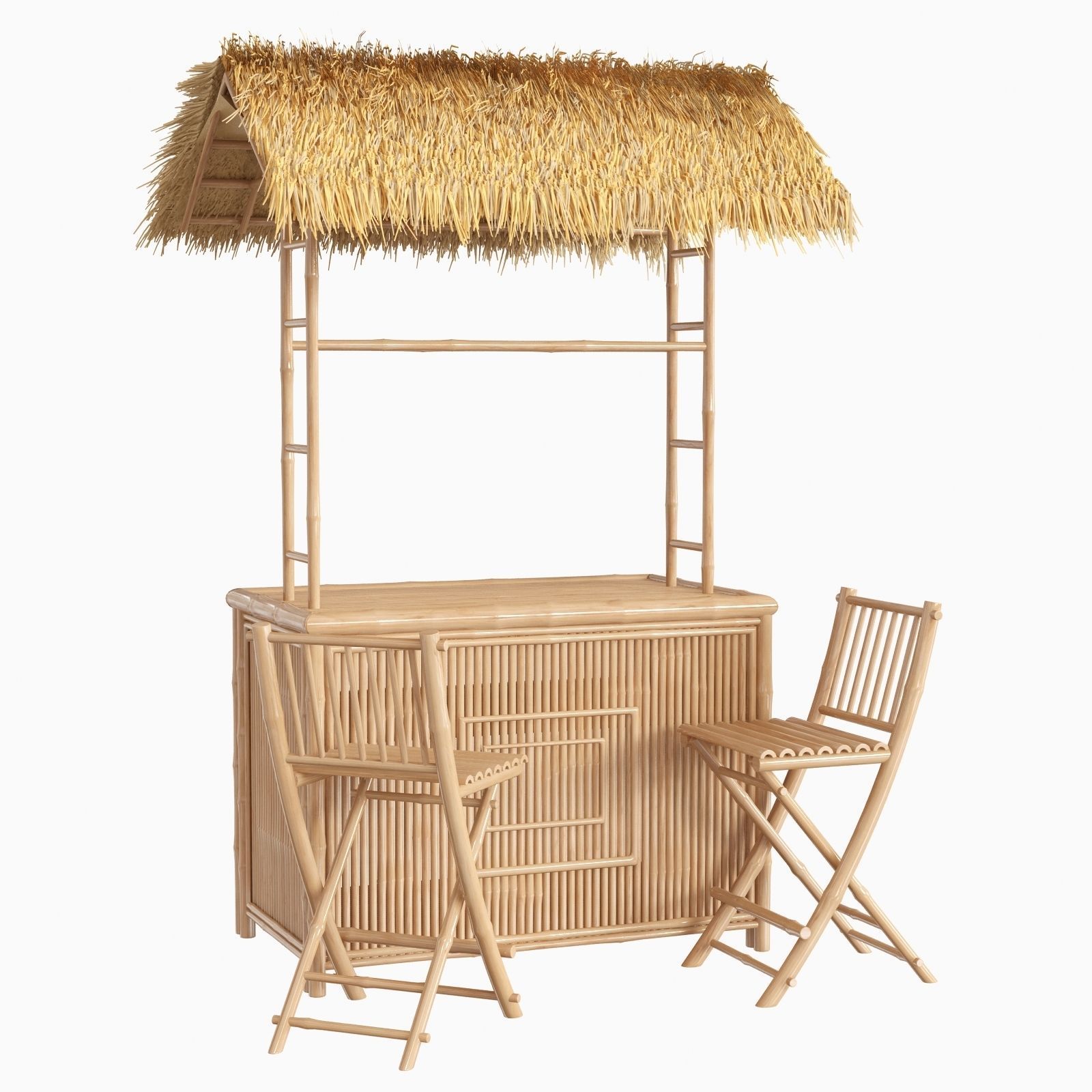 Bamboo beach bar tiki 3D model_3