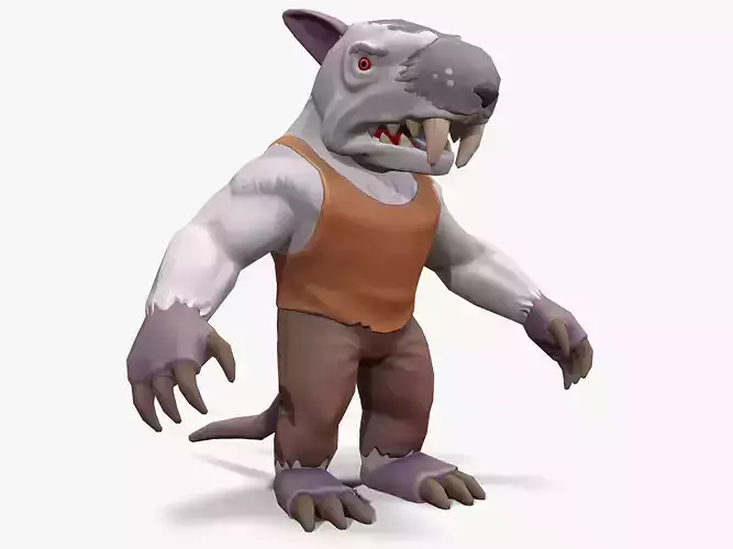 Rat-man animal with claws and vest