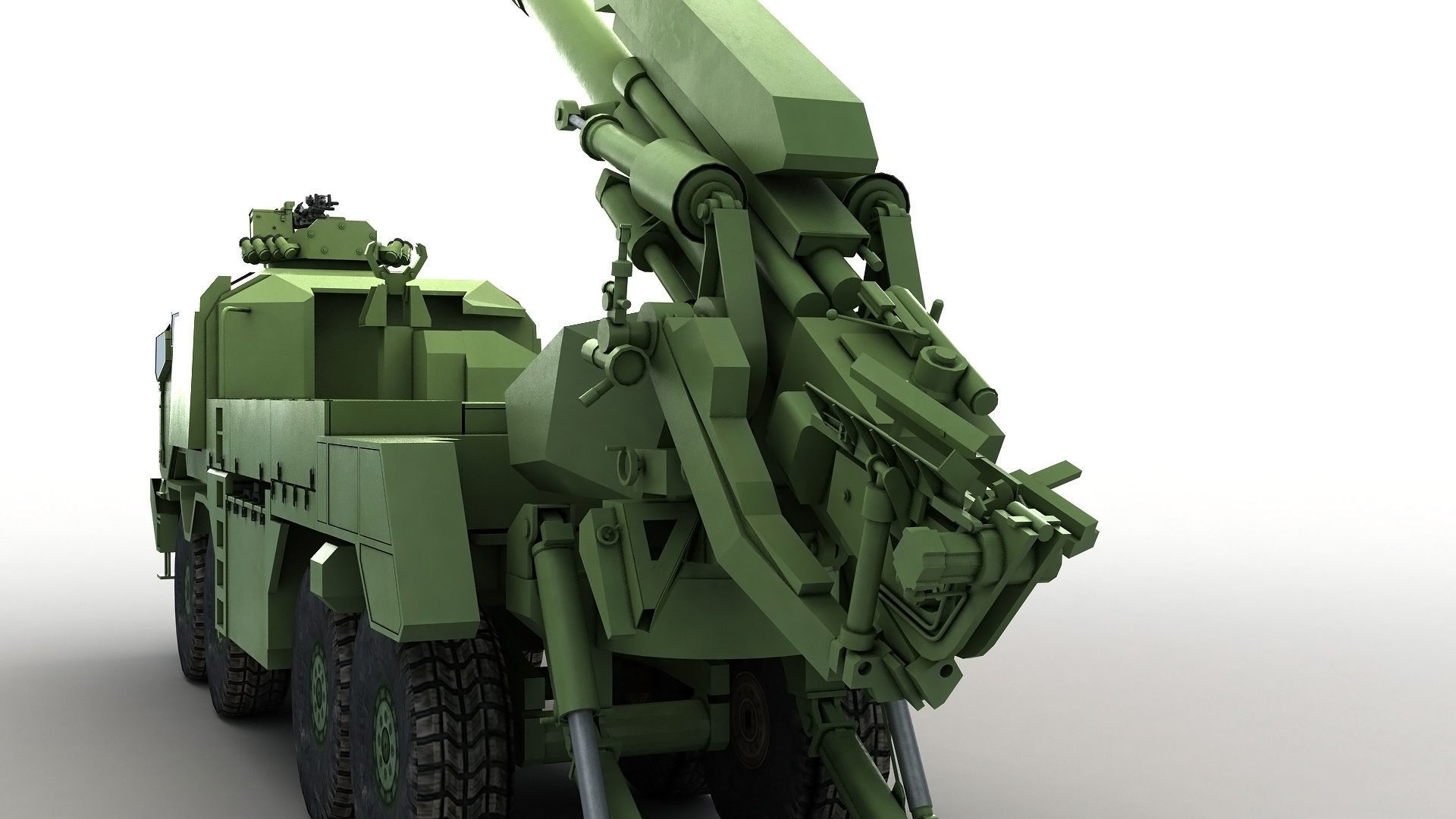 Modern Truck-mounted Cannon Howitzer 3D model_7