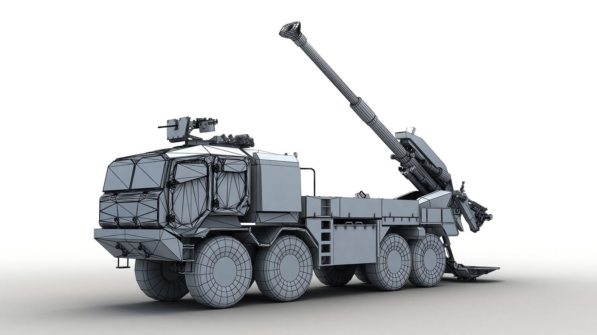 Modern Truck-mounted Cannon Howitzer 3D model_8