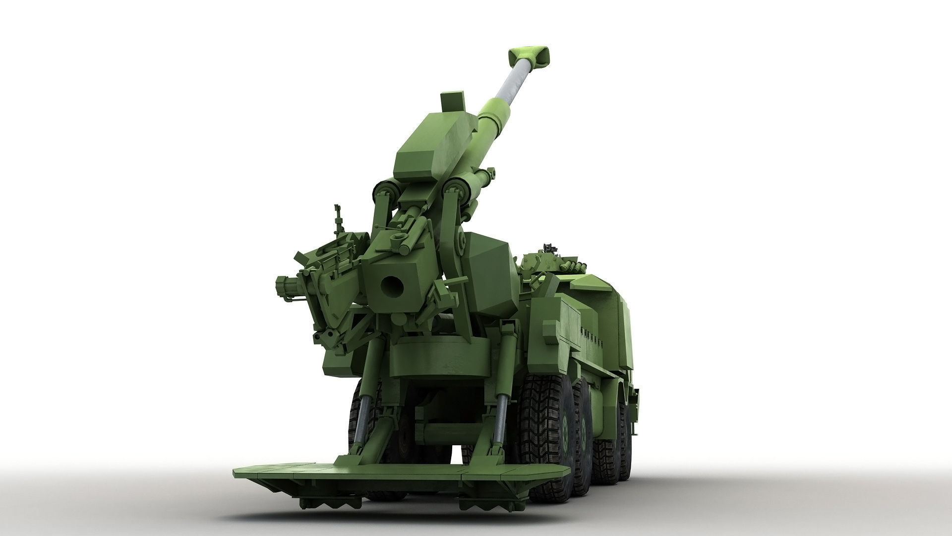 Modern Truck-mounted Cannon Howitzer 3D model_5