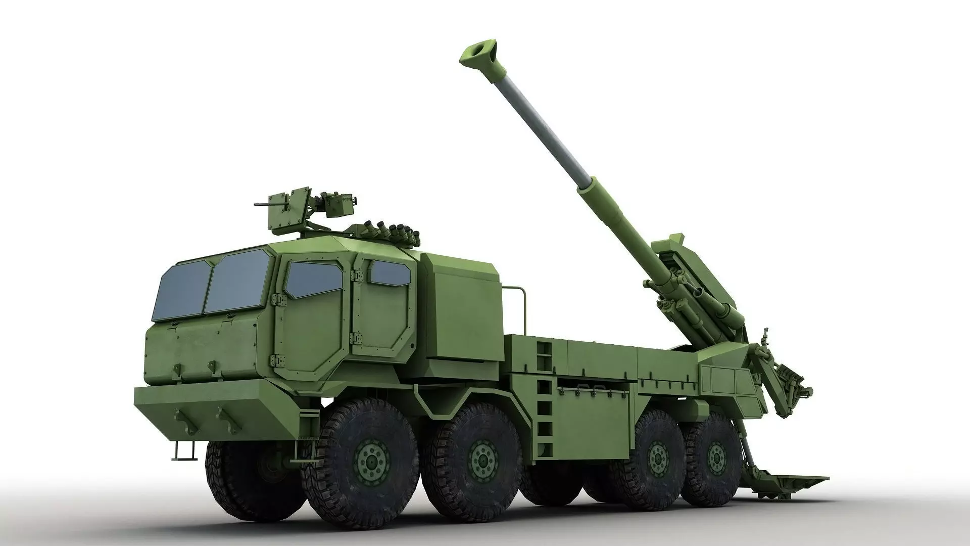 Modern Truck-mounted Cannon Howitzer 3D model_0